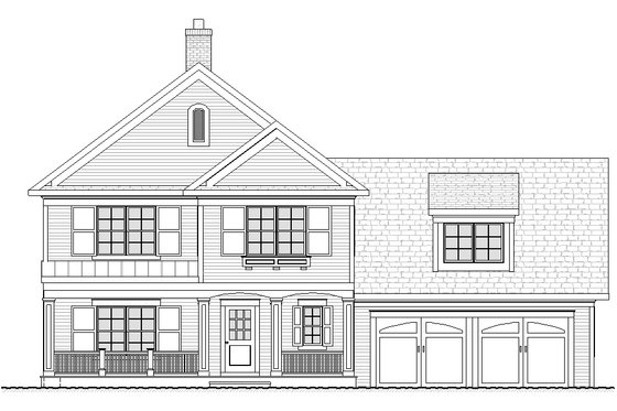 Exterior - Front Elevation 3 for Traditional House Plan #901-41 - 4 bed, 3.5 bath