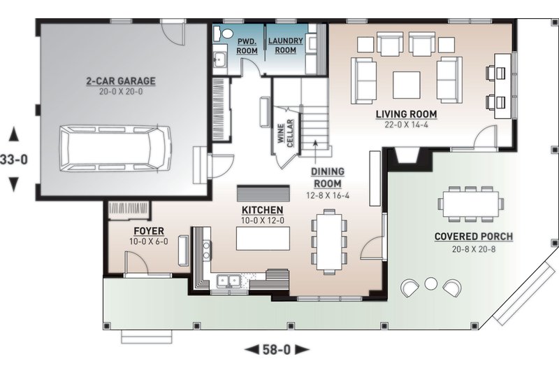 Home Plan - Floor Plan - Main Floor for Traditional House Plan #23-2510 - 3 bed, 2.5 bath