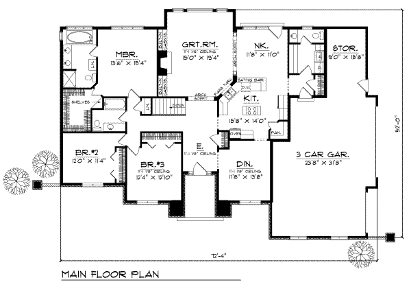 Dream House Plan - Traditional Floor Plan - Main Floor Plan #70-305