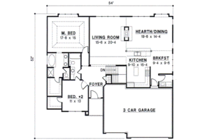 Floor Plan - Main Floor for Traditional House Plan #67-352 - 4 bed, 3 bath