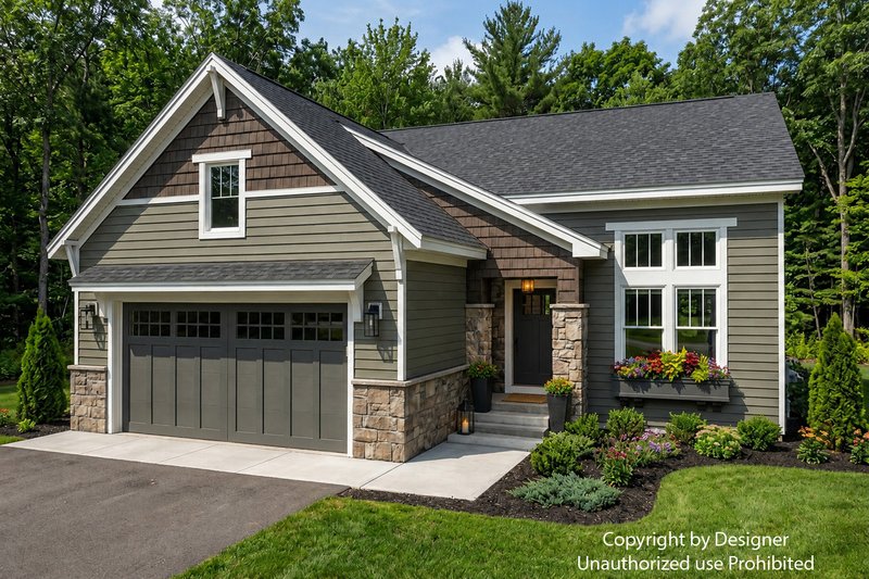 House Blueprint - Exterior - Front Elevation 2 for Craftsman House Plan #51-1541 - 3 bed, 2.5 bath