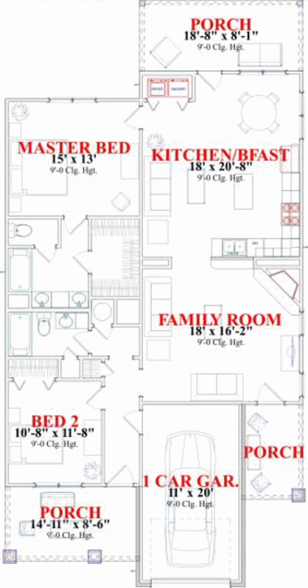 Cottage Floor Plan - Main Floor Plan #63-149