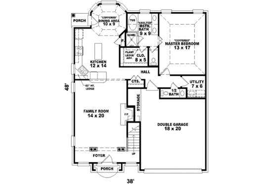 Floor Plan - Main Floor for European House Plan #81-687 - 3 bed, 2.5 bath