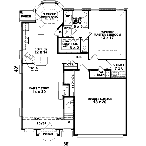 Floor Plan - Main Floor for European House Plan #81-687 - 3 bed, 2.5 bath