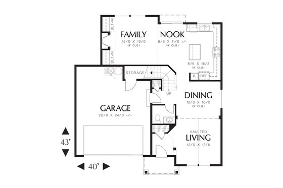 Floor Plan - Main Floor for Craftsman House Plan #48-520 - 3 bed, 2.5 bath