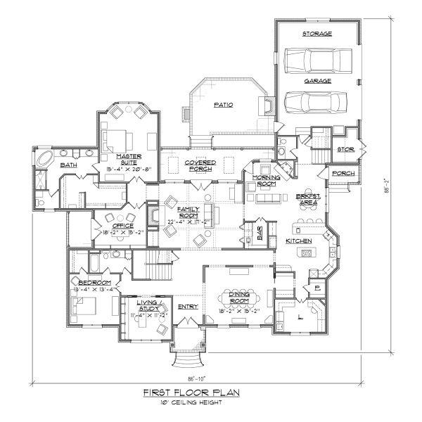 Architectural House Design - European Floor Plan - Main Floor Plan #1054-67