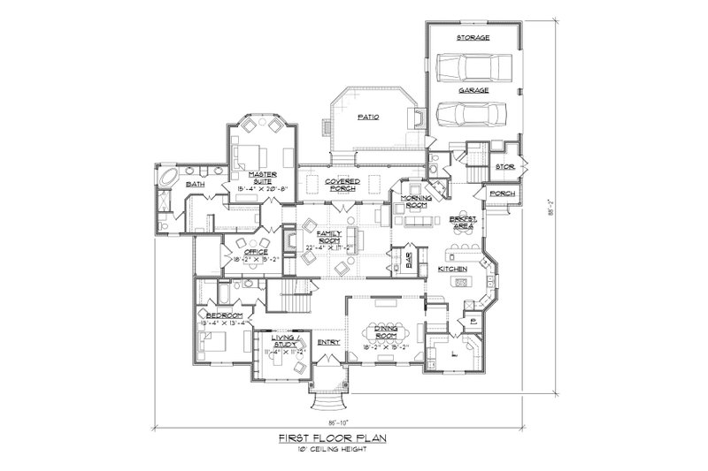 Home Plan - Floor Plan - Main Floor for European House Plan #1054-67 - 5 bed, 4.5 bath