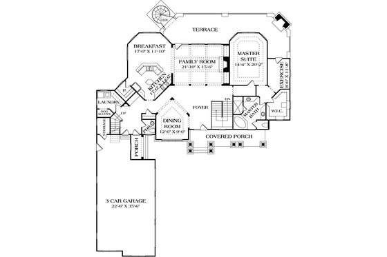 Floor Plan - Main Floor for Craftsman House Plan #453-58 - 3 bed, 4.5 bath