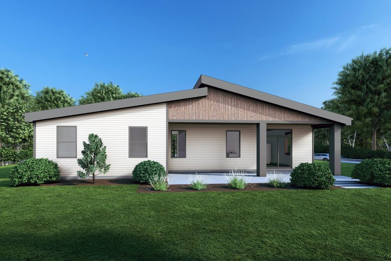 House Blueprint - Exterior - Rear Elevation for Contemporary House Plan #1111-13 - 3 bed, 2 bath