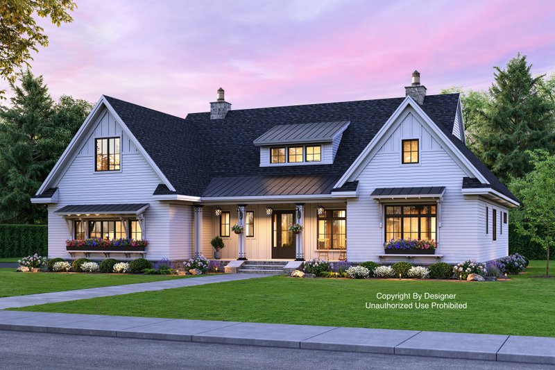 Architectural House Design - Farmhouse Exterior - Front Elevation Plan #51-1143