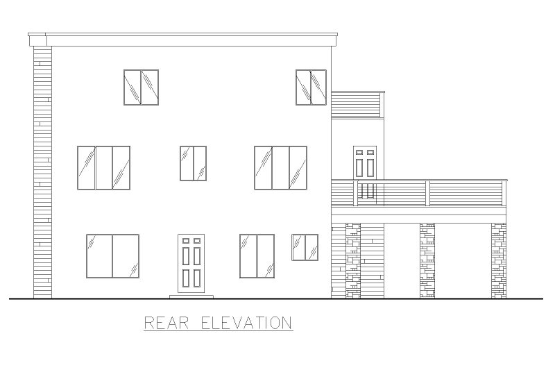 Architectural House Design - Exterior - Rear Elevation for Contemporary House Plan #117-1005 - 3 bed, 3 bath