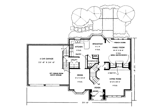 Floor Plan - Main Floor for European House Plan #410-188 - 3 bed, 2.5 bath