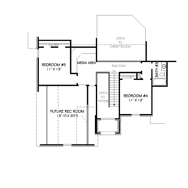 Traditional Floor Plan - Upper Floor Plan #424-68