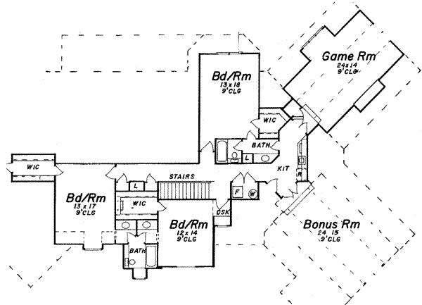European Floor Plan - Upper Floor Plan #52-174