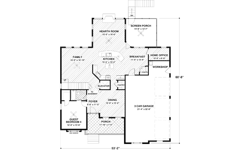 Dream House Plan - Floor Plan - Main Floor for Craftsman House Plan #56-562 - 4 bed, 4 bath