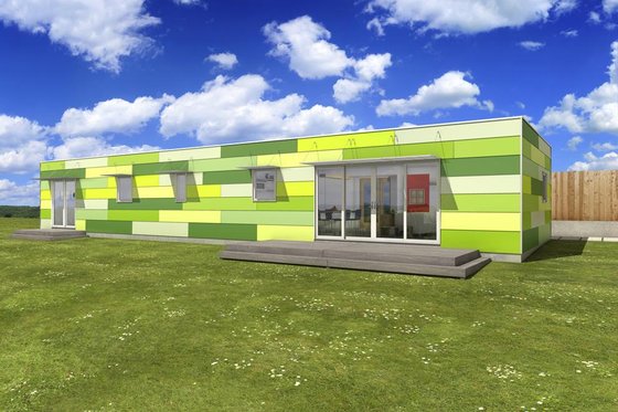 Exterior - Front Elevation 4 for Modern House Plan #497-27 - 2 bed, 1 bath