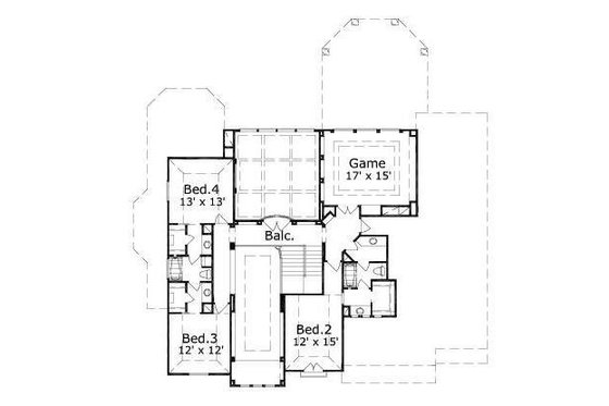 Floor Plan - Upper Floor for European House Plan #411-327 - 5 bed, 4.5 bath