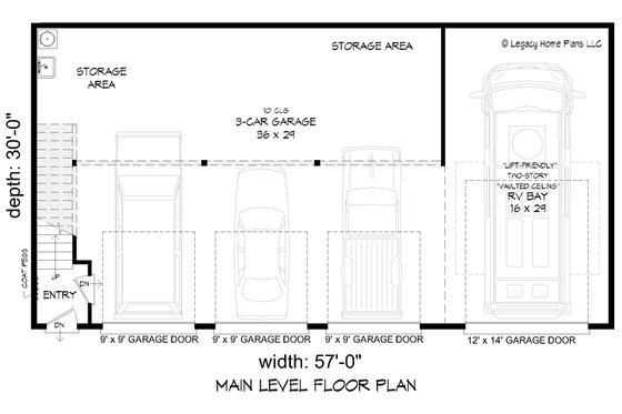 Floor Plan - Main Floor for Modern House Plan #932-744 - 2 bed, 1 bath