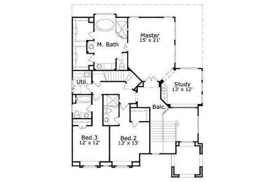 Floor Plan - Upper Floor for European House Plan #411-860 - 3 bed, 4.5 bath
