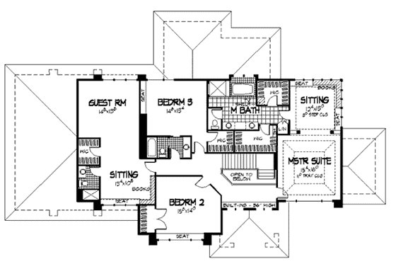 Floor Plan - Upper Floor for Prairie House Plan #51-186 - 4 bed, 3.5 bath