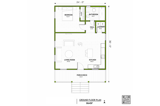 Floor Plan - Main Floor for Modern House Plan #1106-5 - 1 bed, 1 bath