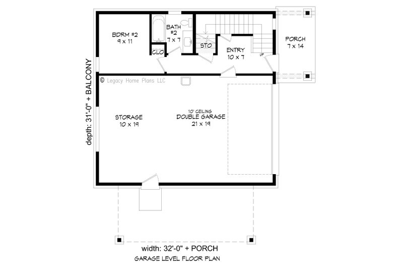 Contemporary Style House Plan - 2 Beds 2 Baths 1359 Sq/Ft Plan #932-339 ...