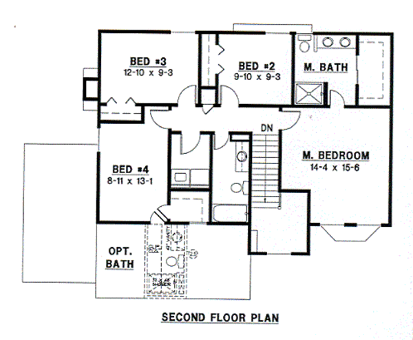 Traditional Floor Plan - Upper Floor Plan #67-479