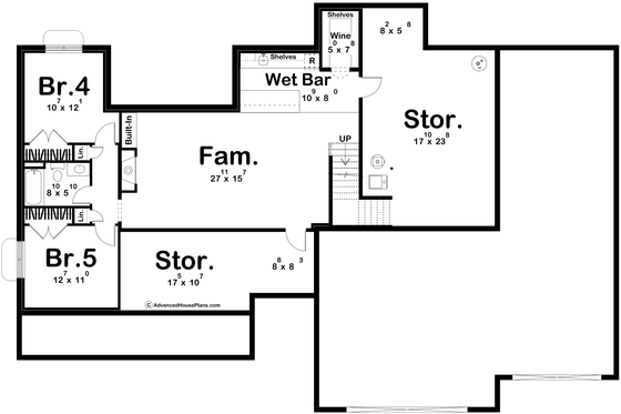 Floor Plan - Lower Floor for Modern House Plan #455-526 - 3 bed, 2 bath