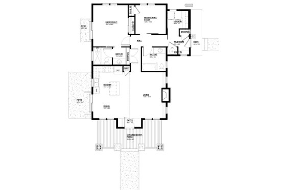Floor Plan - Main Floor for Craftsman House Plan #895-160 - 2 bed, 2 bath