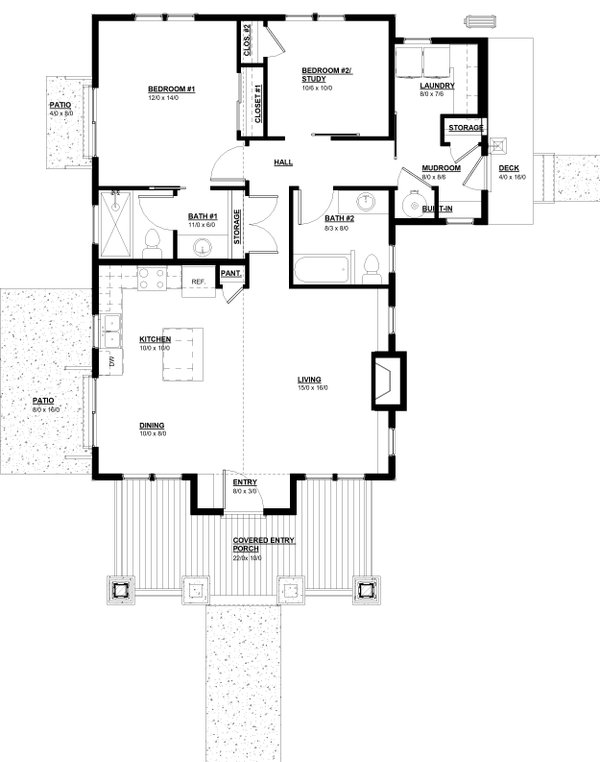 Craftsman Floor Plan - Main Floor Plan #895-160