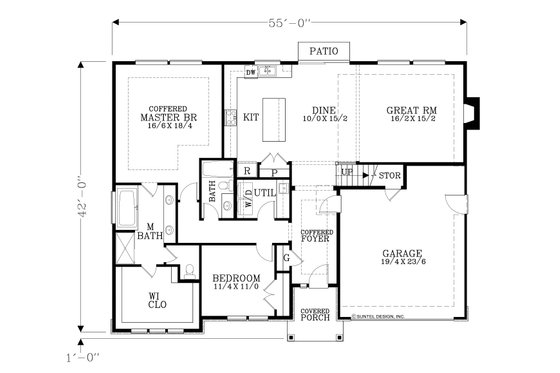 Floor Plan - Main Floor for Craftsman House Plan #53-576 - 3 bed, 3 bath