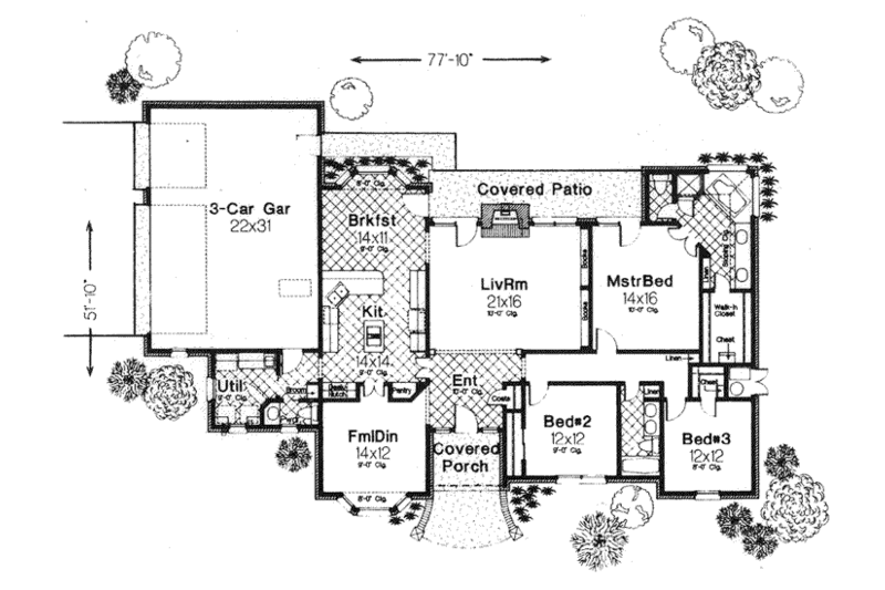 Traditional Style House Plan - 3 Beds 2.5 Baths 2157 Sq/Ft Plan #310 ...