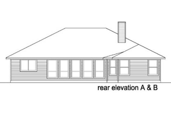 Exterior - Rear Elevation for Traditional House Plan #84-308 - 3 bed, 2 bath
