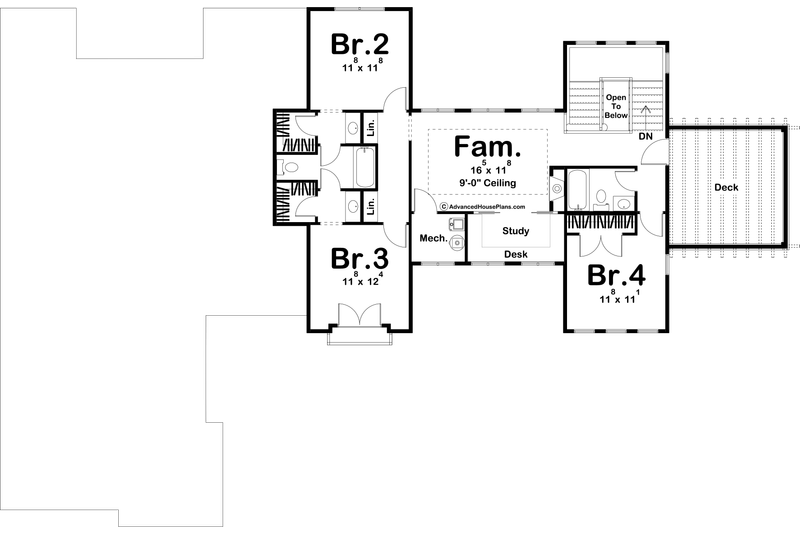 Home Plan - Floor Plan - Upper Floor for Mediterranean House Plan #455-555 - 4 bed, 3.5 bath