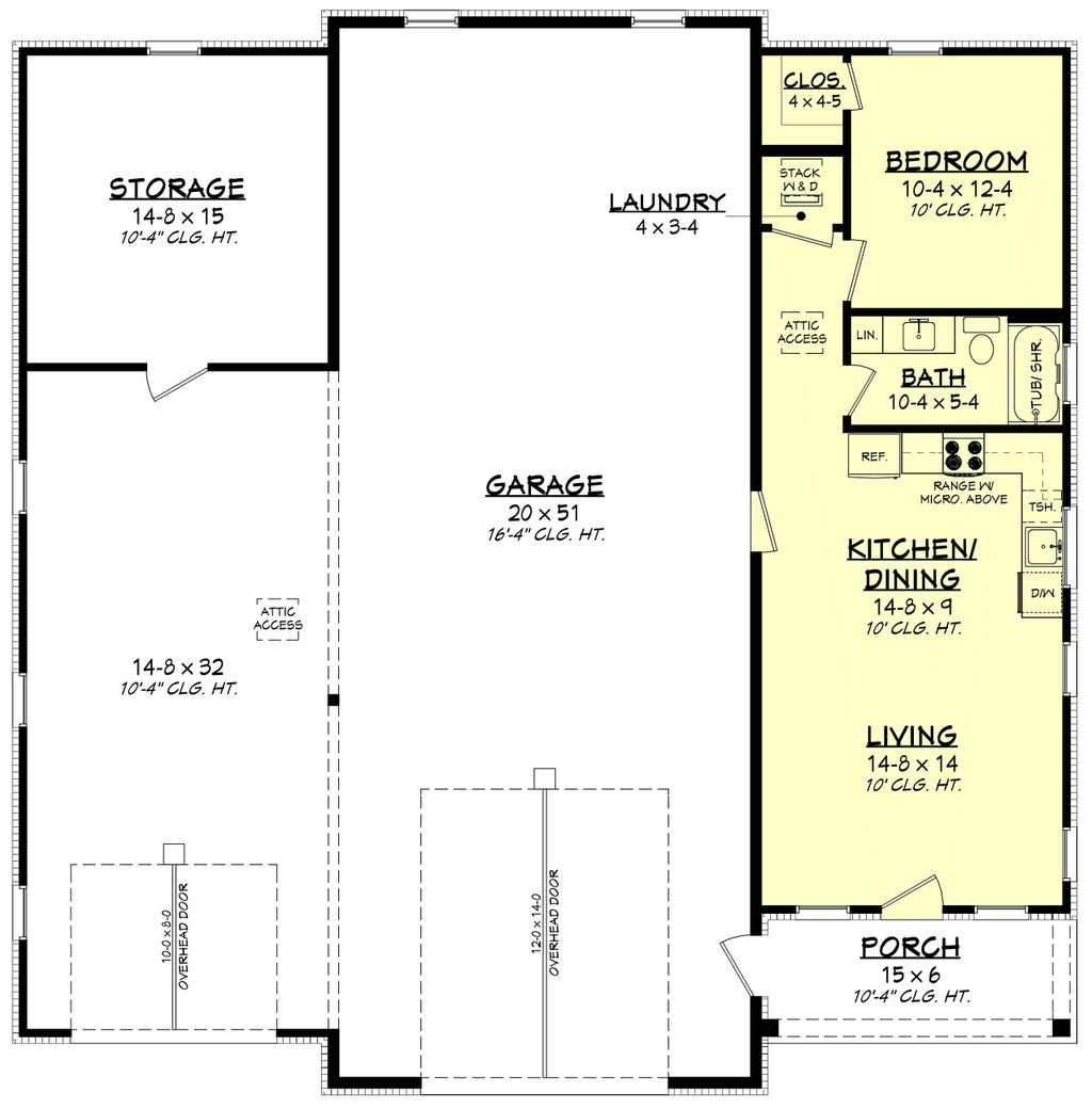 Floor Plan - Main Floor for Barndominium House Plan #430-443 - 1 bed, 1 bath