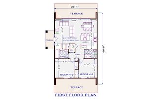 Floor Plan - Main Floor for Cottage House Plan #3-346 - 3 bed, 2 bath