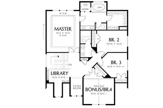Floor Plan - Upper Floor for Craftsman House Plan #48-514 - 3 bed, 2.5 bath