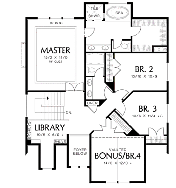 Architectural House Design - Craftsman Floor Plan - Upper Floor Plan #48-514