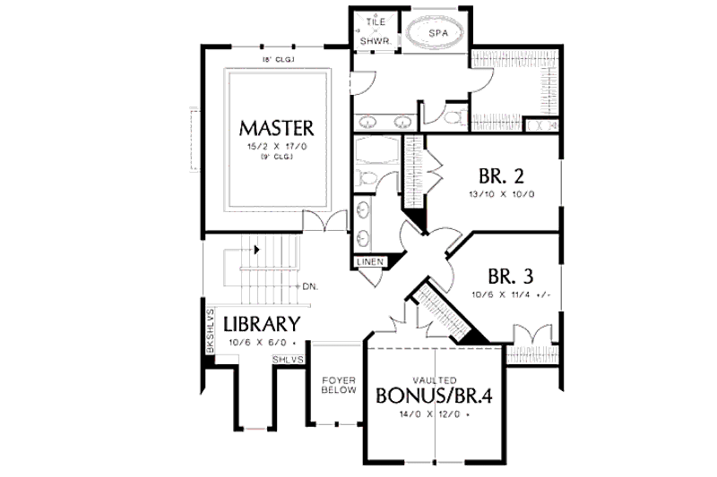 Home Plan - Floor Plan - Upper Floor for Craftsman House Plan #48-514 - 3 bed, 2.5 bath
