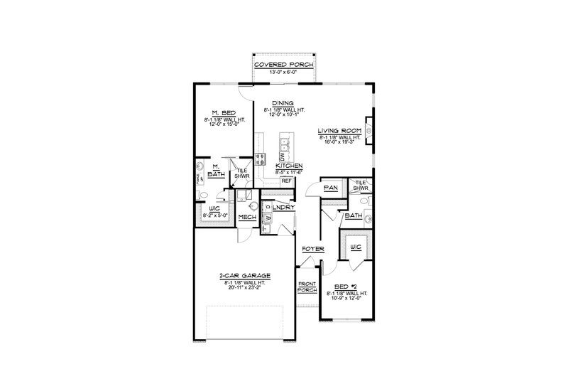 Dream House Plan - Floor Plan - Main Floor for Ranch House Plan #1064-166 - 2 bed, 2 bath