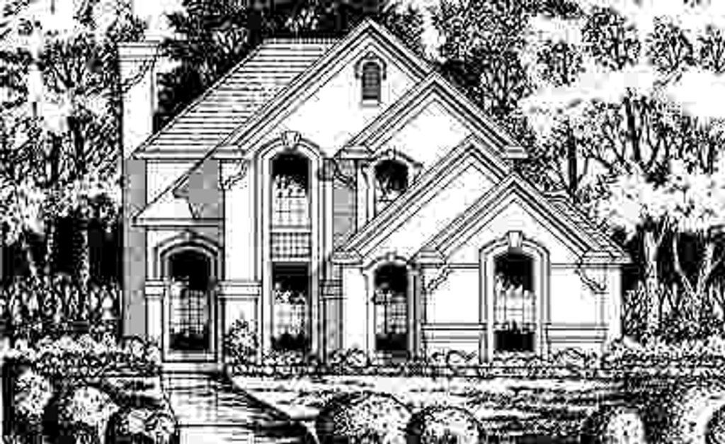 Exterior - Front Elevation 2 for European House Plan #40-181 - 3 bed, 2.5 bath