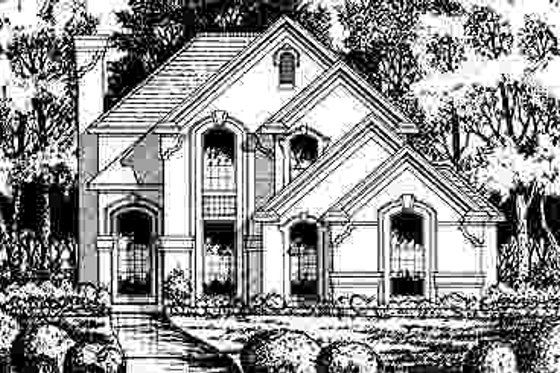 Exterior - Front Elevation for European House Plan #40-181 - 3 bed, 2.5 bath