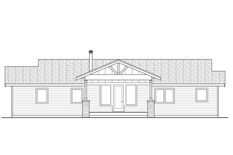 Architectural House Design - Exterior - Rear Elevation for Prairie House Plan #124-1006 - 2 bed, 2 bath