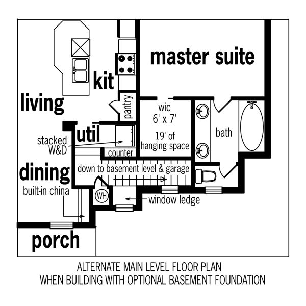 House Blueprint - Optional Main Level -Stair Location to Optional Basement
