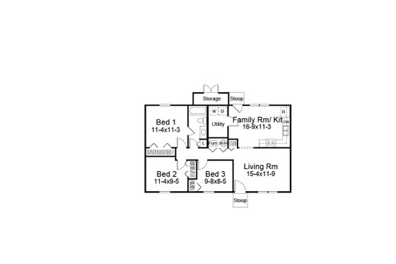 Floor Plan - Other Floor for Ranch House Plan #57-465 - 3 bed, 1 bath