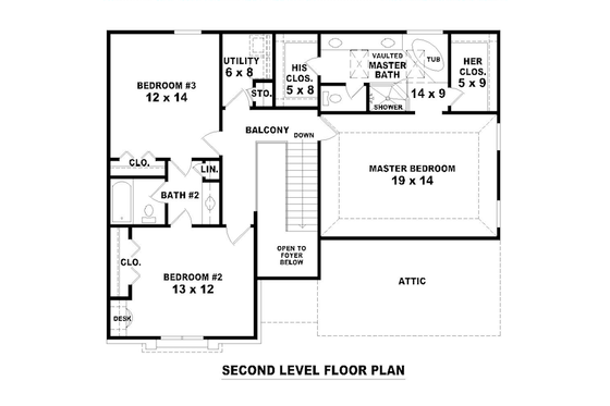 Floor Plan - Upper Floor House Plan #81-13772 - 3 bed, 2.5 bath