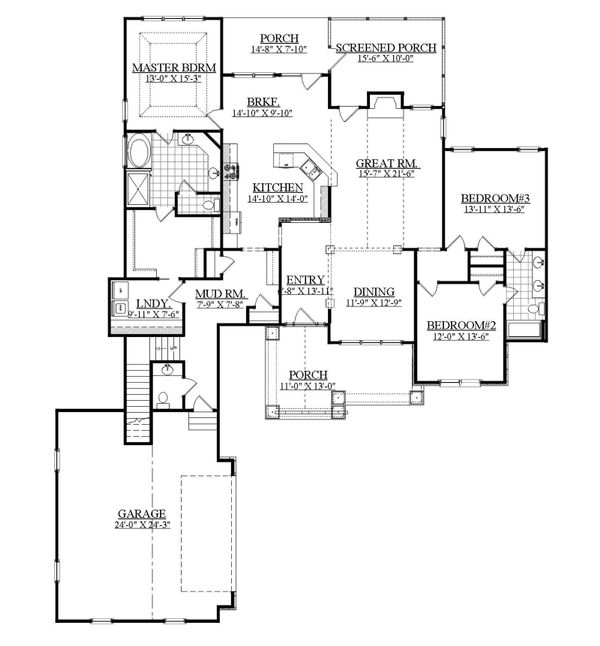Architectural House Design - Ranch Floor Plan - Main Floor Plan #1071-12