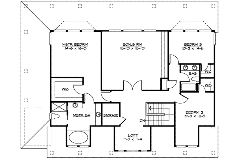 Dream House Plan - Floor Plan - Upper Floor for Country House Plan #132-158 - 4 bed, 2.5 bath