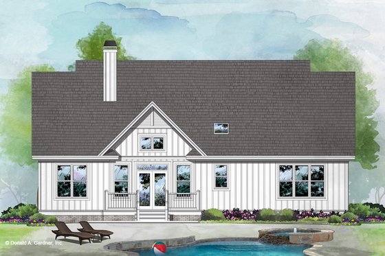 Exterior - Rear Elevation for Farmhouse House Plan #929-1106 - 3 bed, 2 bath