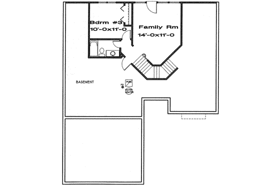 Floor Plan - Lower Floor for Traditional House Plan #6-171 - 3 bed, 3 bath